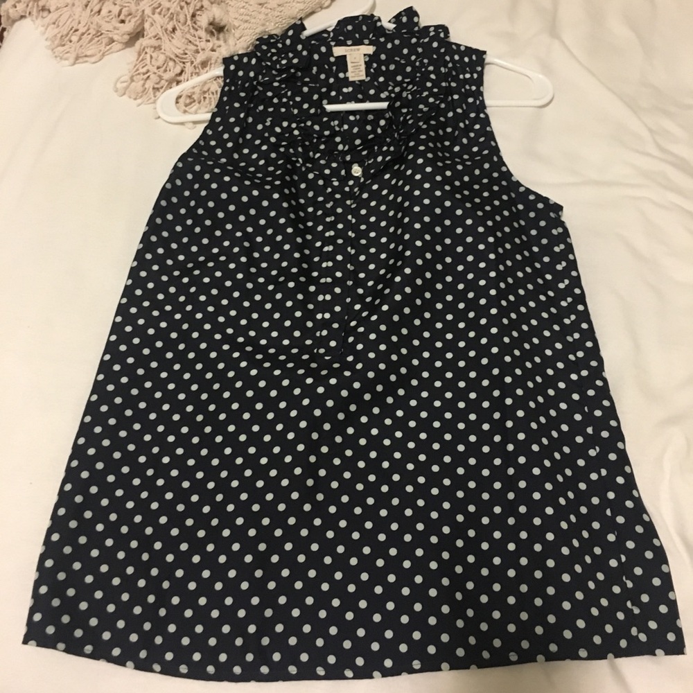 Dark navy polka dot blouse